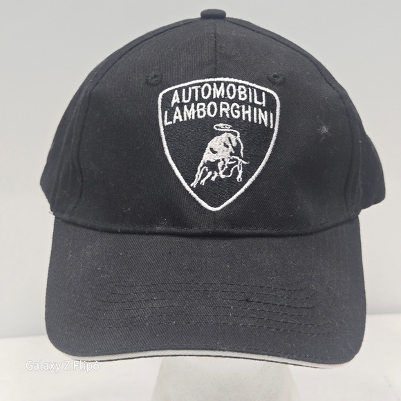 Automobili Lamborghini Black Cotton Baseball Cap Adjustable Hat Embroidered Logo